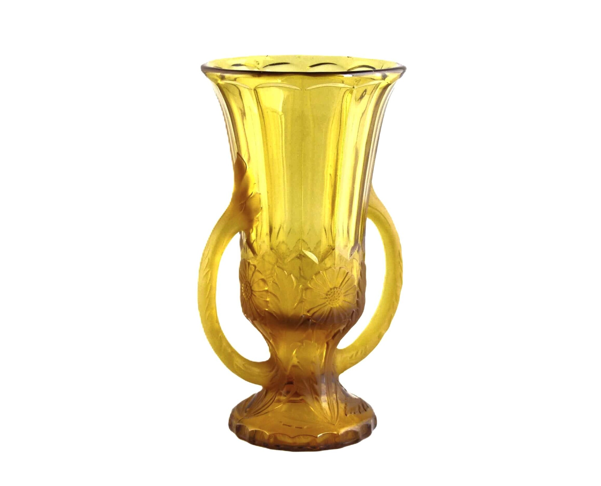 Art Deco Jobling Amber Glass Vase, "Dandelion", 1930's