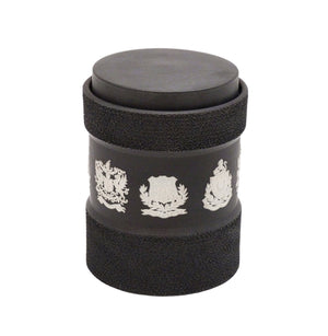 Vintage Wedgwood Black Basalt Tobacco Jar, Features Coat of Arms