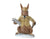 The Bunny is wearing a smart tweed jacket and cap and a blue tie. He is standing, wearing his monocle and holding his rolled newspaper.