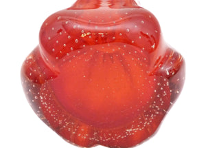 Murano Bullicante Glass Vase, Mid-Century, Superb Red Colour, 1970's