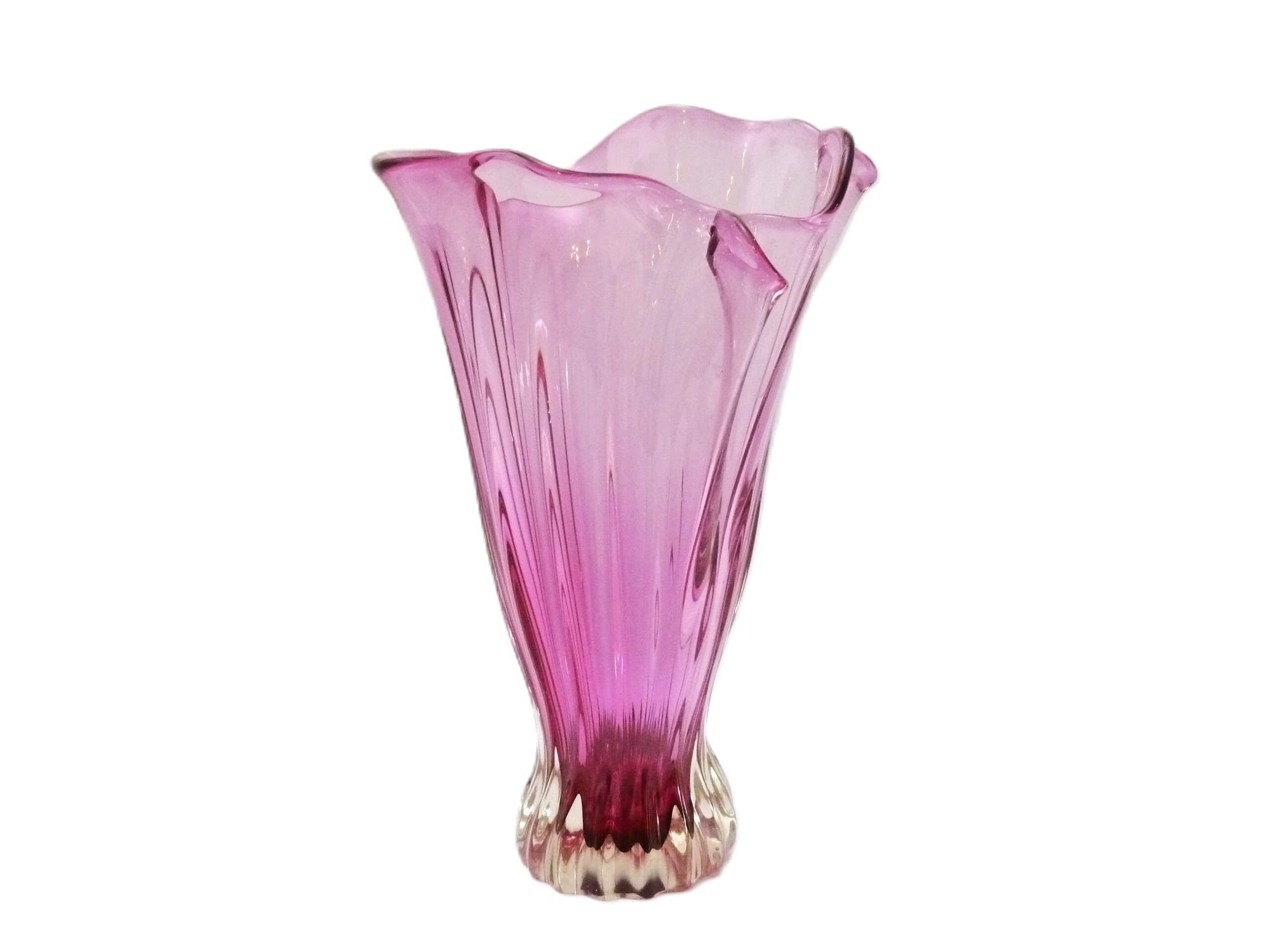 Impressive Pink Iwatsu Glass Vase/Centrepiece, Hineri Range, Japanese Art Glass