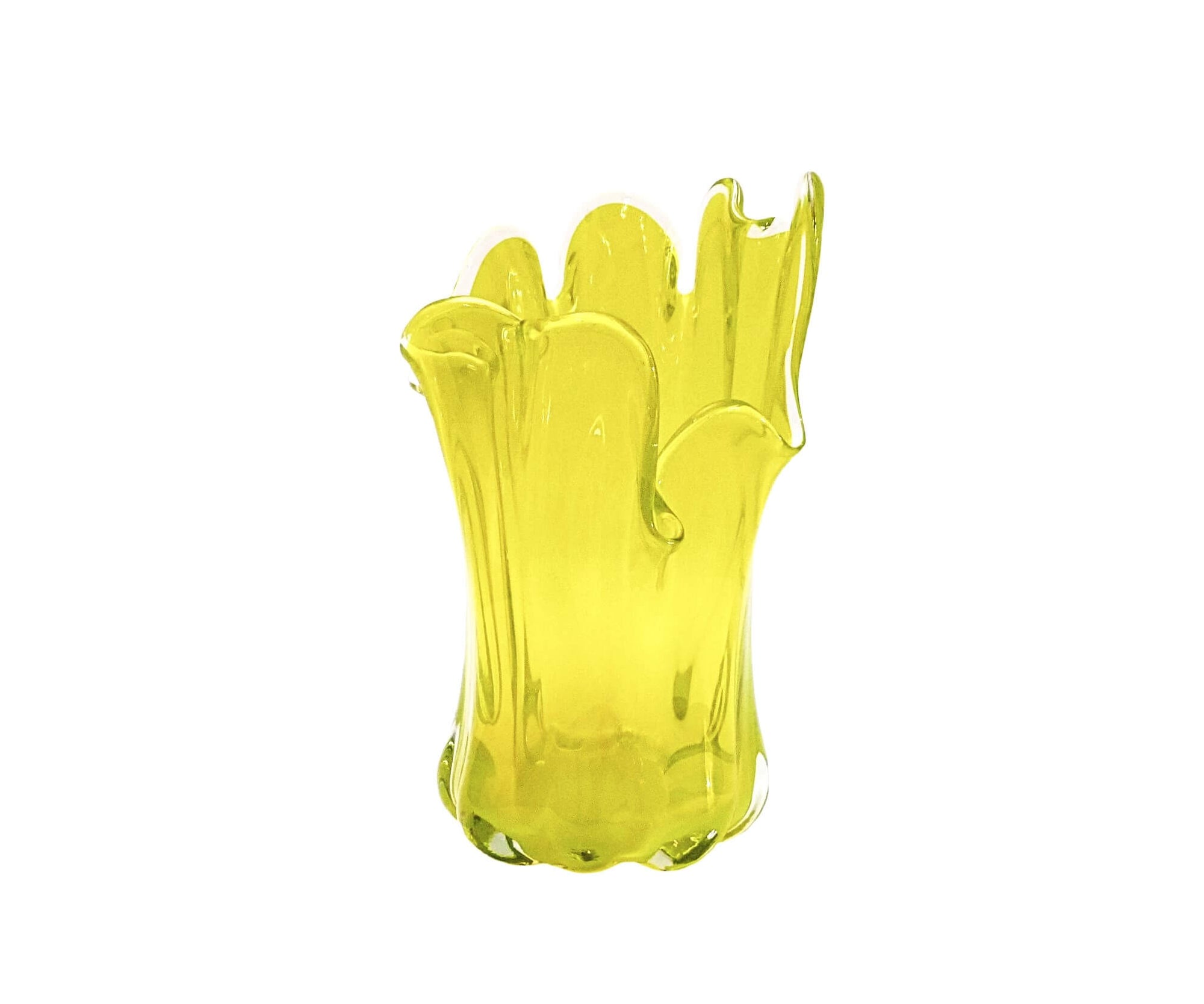 Yellow/Green Art Glass Vase, Bright Sunny Colour