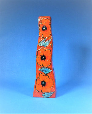 Anita Harris Art Pottery, Poppies Wavy Vase, Tall and Stately