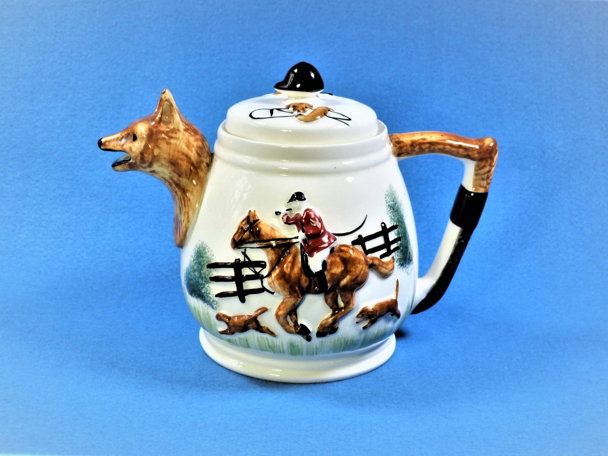 Fox and Hounds Hunting Scene Teapot, Portland Pottery