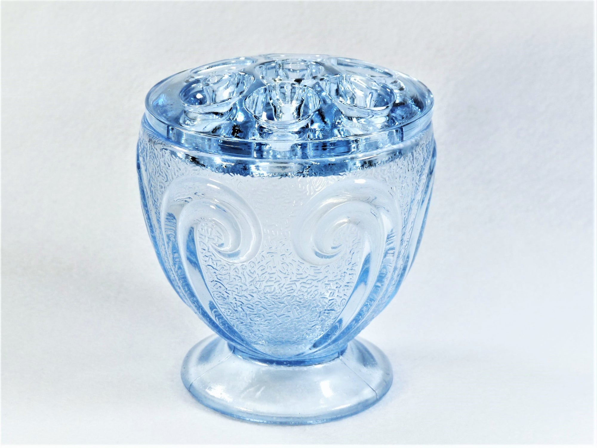 Blue Glass Vase, Posy Vase, Pressed Glass, Pretty Small Vase