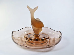 Art Deco Float Bowl, Josef Inwald Pink Glass Fish Float Bowl