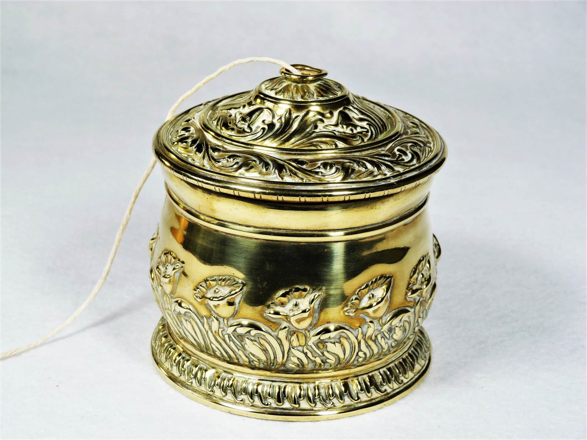 Art Nouveau Brass String Holder, Ornate Vintage String Dispenser