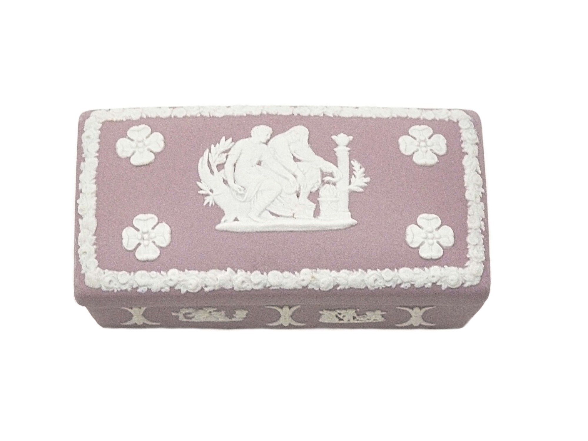Lilac Jasperware Wedgwood Oblong Trinket Box, Very Pretty