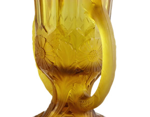 Art Deco Jobling Amber Glass Vase, "Dandelion", 1930's