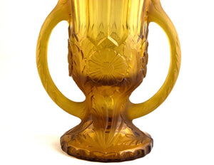 Art Deco Jobling Amber Glass Vase, "Dandelion", 1930's