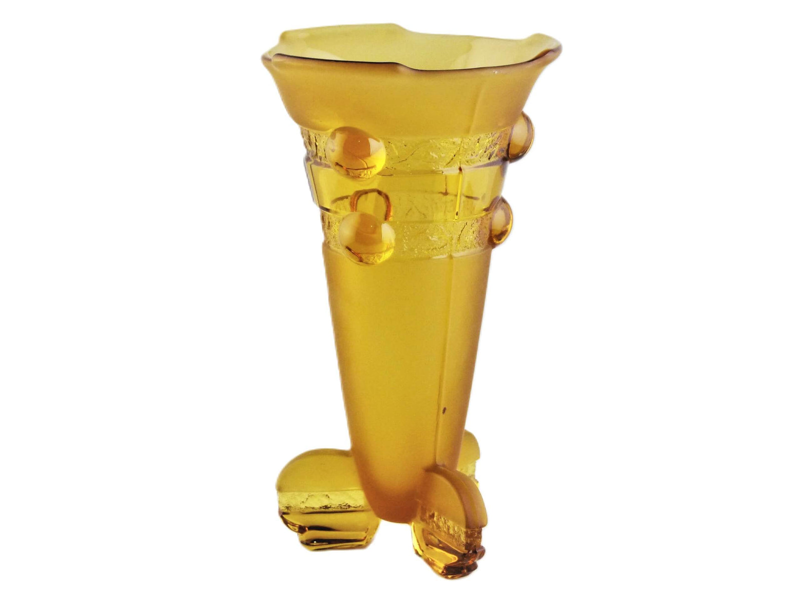 Art Deco Vase, Amber Glass, Stolzle 1930's, Decorative Ornament