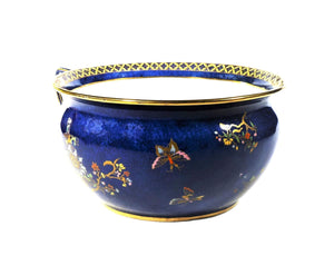 Carlton Ware Bleu Royale Chamber Pot, 1920's, Basket of Flowers Pattern No 2184, Wiltshaw & Robinson