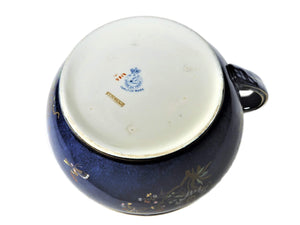 Carlton Ware Bleu Royale Chamber Pot, 1920's, Basket of Flowers Pattern No 2184, Wiltshaw & Robinson
