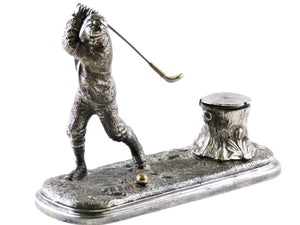 Vintage Golfer Inkwell, Office Accessory, Fantastic Gift For a Golf Lover