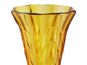 Art Deco Amber Glass Vase, Elegant Tall Fluted Vase, Slim Shape