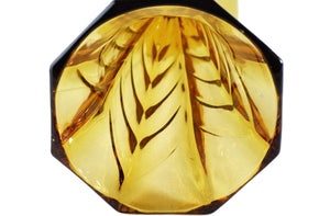 Art Deco Amber Glass Vase, Elegant Tall Fluted Vase, Slim Shape