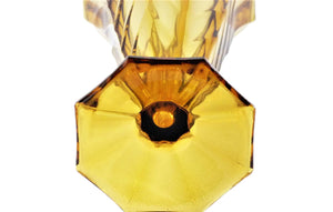 Art Deco Amber Glass Vase, Elegant Tall Fluted Vase, Slim Shape