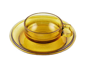 Amber Glass Cup and Saucer, Attractive Vintage Duo