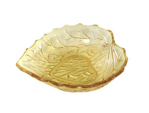 Vintage Amber Glass Bowl, Shallow Serving Bowl, 1950's
