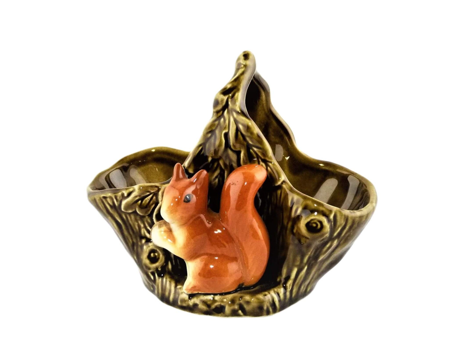 Sylvac Squirrel Basket Vase, Woodland Range, Vintage No 4240