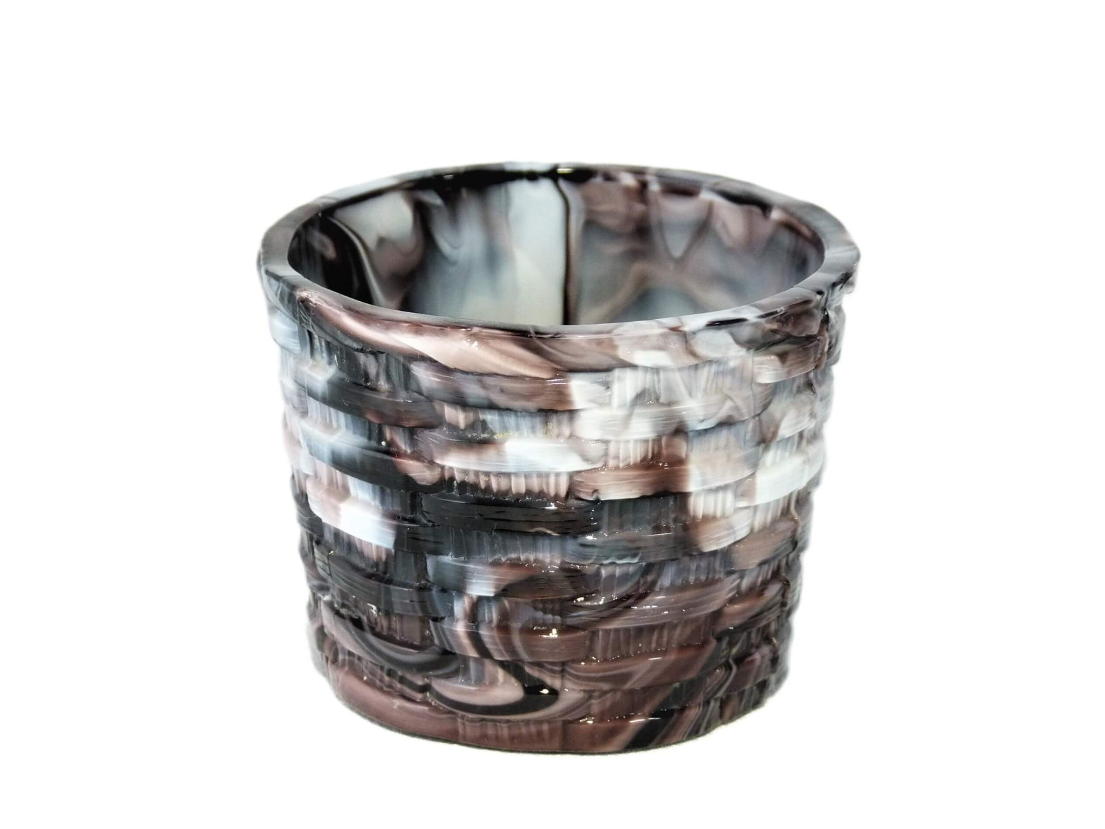 Match Holder/Bowl Victorian Slag/Malachite Glass, 1890's, Purple and White