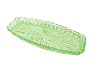 Crown Crystal Green Glass Sandwich Plate, 1930's Australian Pressed Glass