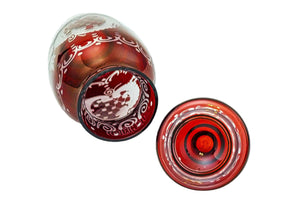 Ergermann Ruby Glass Lidded Jar, Bohemian Glass