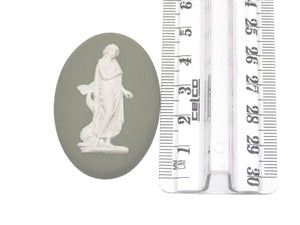 Jasperware Cameo, White on Green, 1970's, Lady with a Dolphin