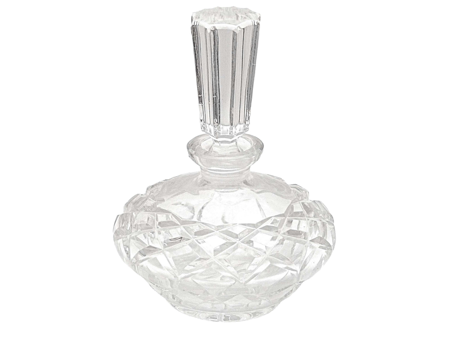 Vintage Cut Glass Perfume Bottle, Elegant Diamond Cut