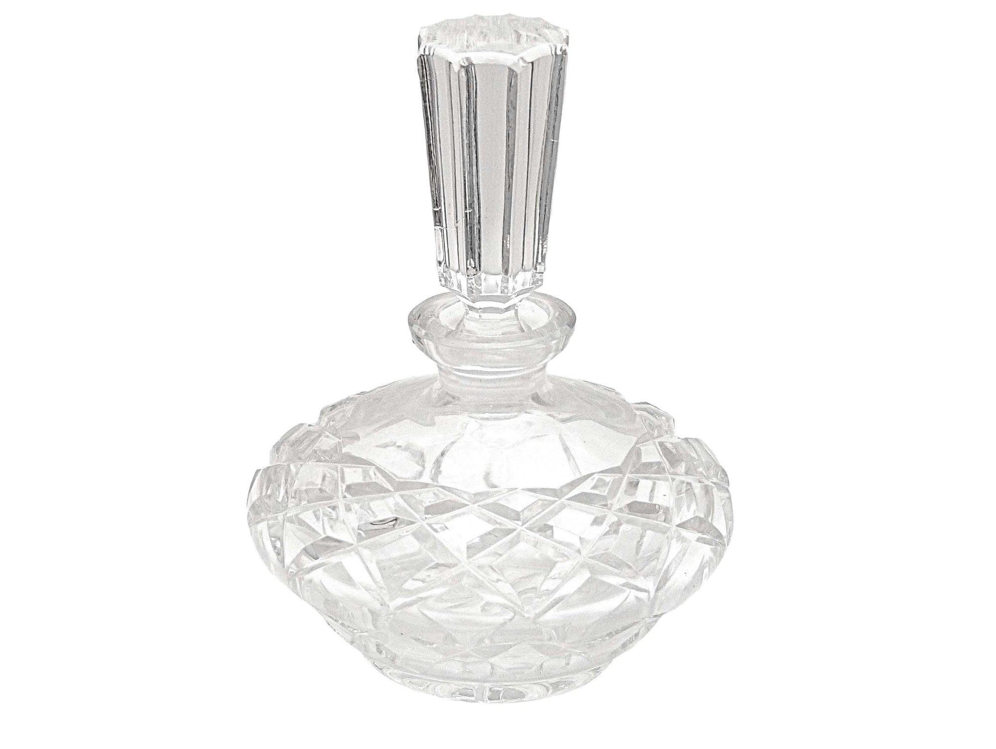 Vintage Cut Glass Perfume Bottle, Elegant Diamond Cut