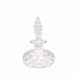 Vintage Cut Glass Perfume Bottle, Gorgeous Diamond Shaped Stopper