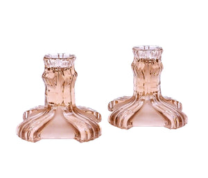 Art Deco Stolzle Pink Glass Candlesticks