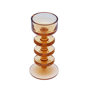 Wedgwood "Sheringham" Amber Glass Candlestick, Three Rings