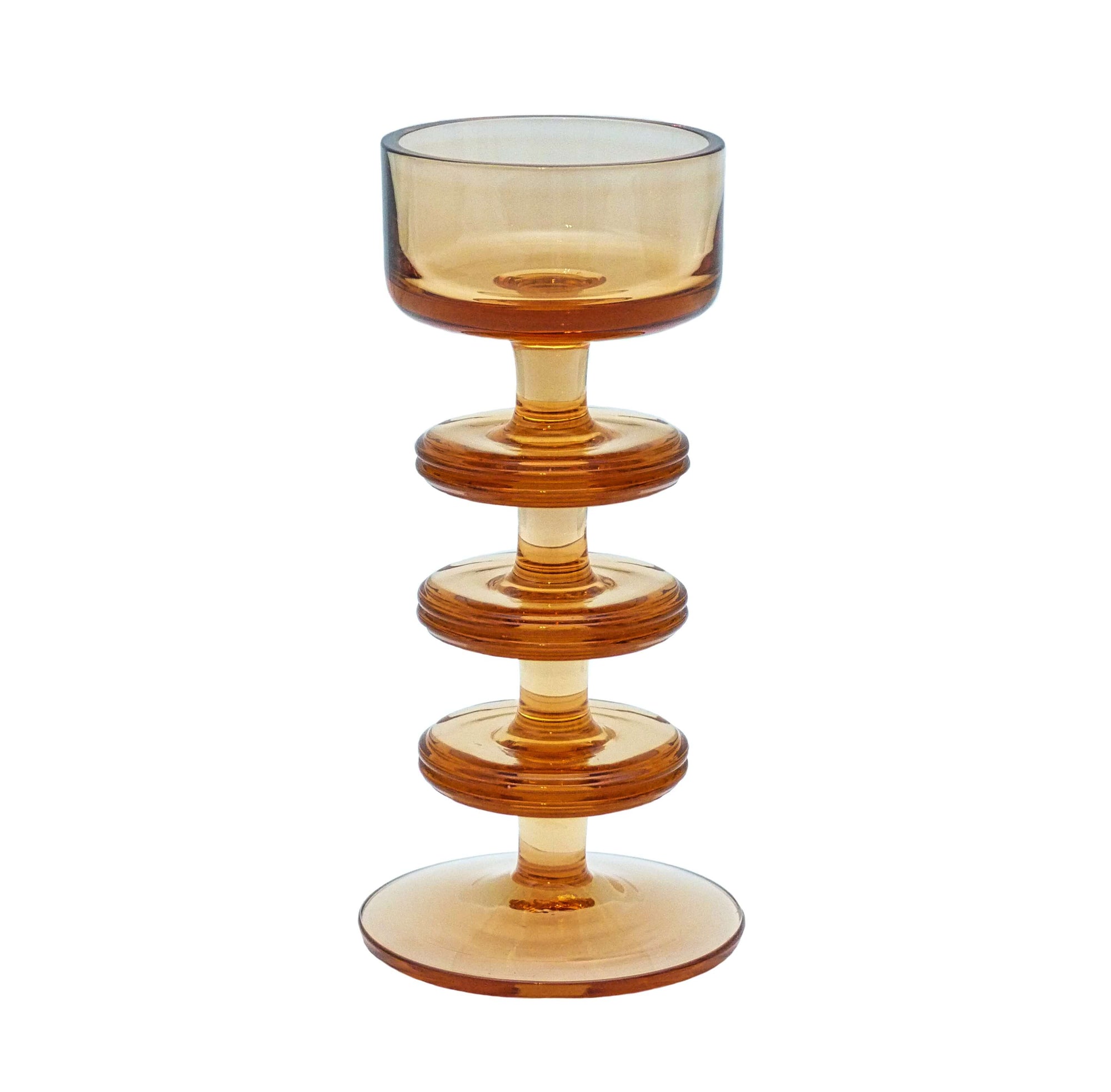 Wedgwood "Sheringham" Amber Glass Candlestick, Three Rings