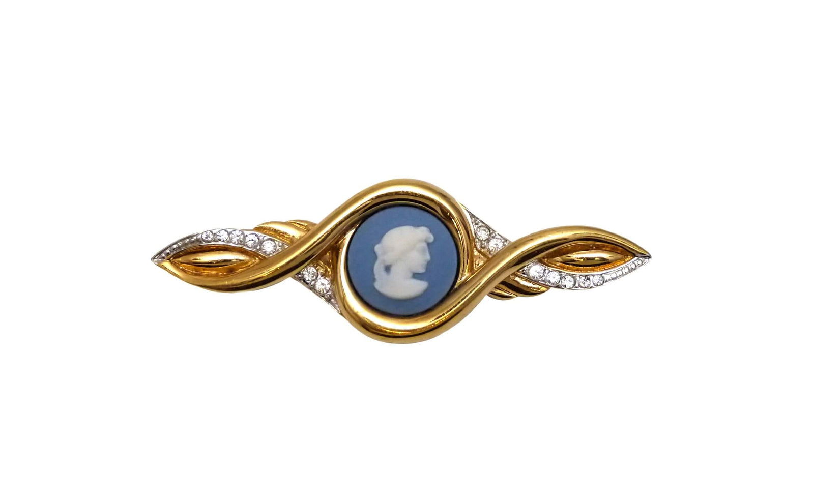 Blue Jasperware Brooch, Vintage Wedgwood, Lady Cameo