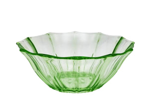 Czech Green Uranium Glass Large Bowl, 1930's, Marked CZECEOSL