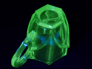 Uranium Glass Creamer, Vintage Small Jug, Glows Beautifully