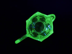 Uranium Glass Creamer, Vintage Small Jug, Glows Beautifully