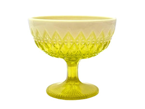 Uranium Glass Pedestal Bowl, Davidson Primrose Pearline Glass, "Prince William"