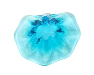 Aqua Blue Art Glass Bowl, Superb Colour, Mid-Century