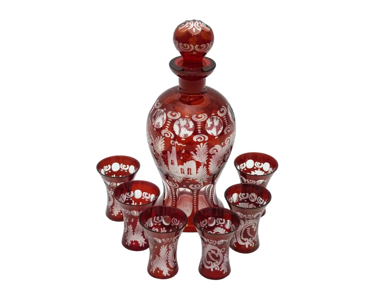 Ergermann Ruby Glass Liqueur Set, Bohemian Glass