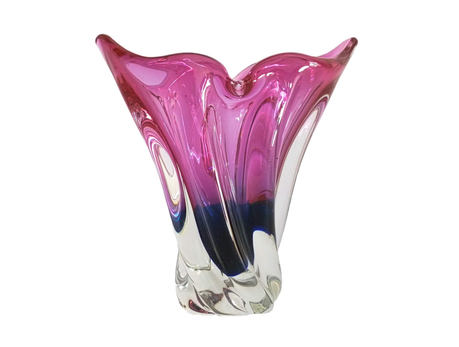 Iwatsu Glass Vase, Mid-Century Japanese, Hineri Range, Stunning Colour