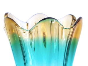 Sanyu Glass Bowl/Vase/Centrepiece, Mid-Century Japanese, Gorgeous Colour
