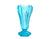 A deep teal blue coloured vase with an Art Deco Chevron  design cut into the glass around the body of the vase.