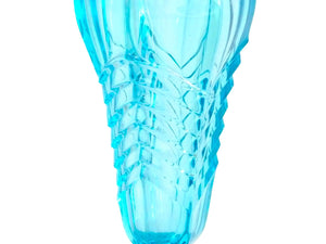 Teal Blue Art Deco Glass Vase, Davidson 'Chevron' Design, 1940's