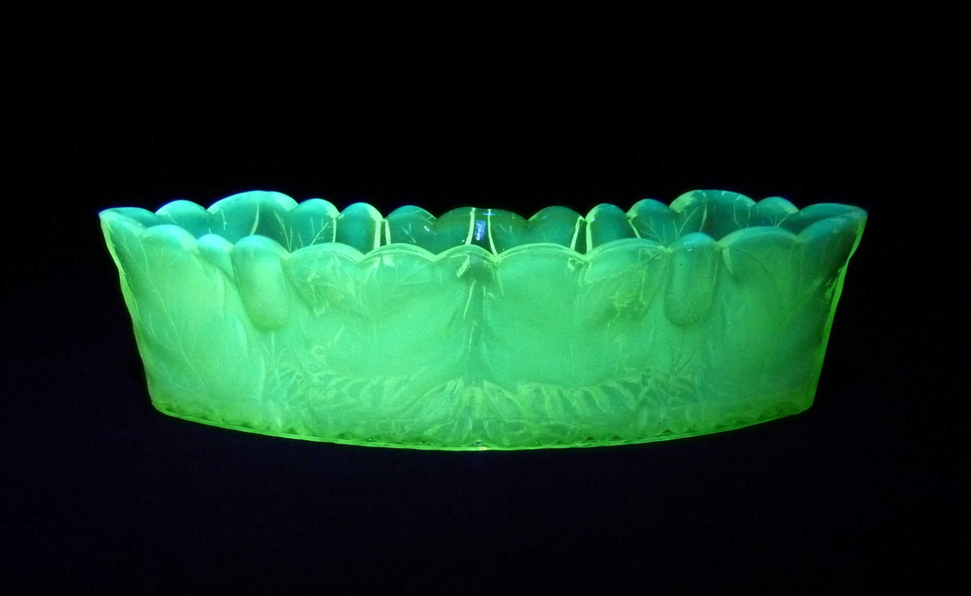 Art Nouveau Uranium Glass Posy Vase, Glows Beautifully