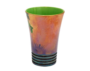 Carlton Ware "Rabbits at Dusk" Conical Vase, Orange Lustre, 1930's