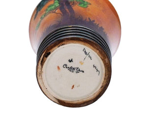 Carlton Ware "Rabbits at Dusk" Conical Vase, Orange Lustre, 1930's
