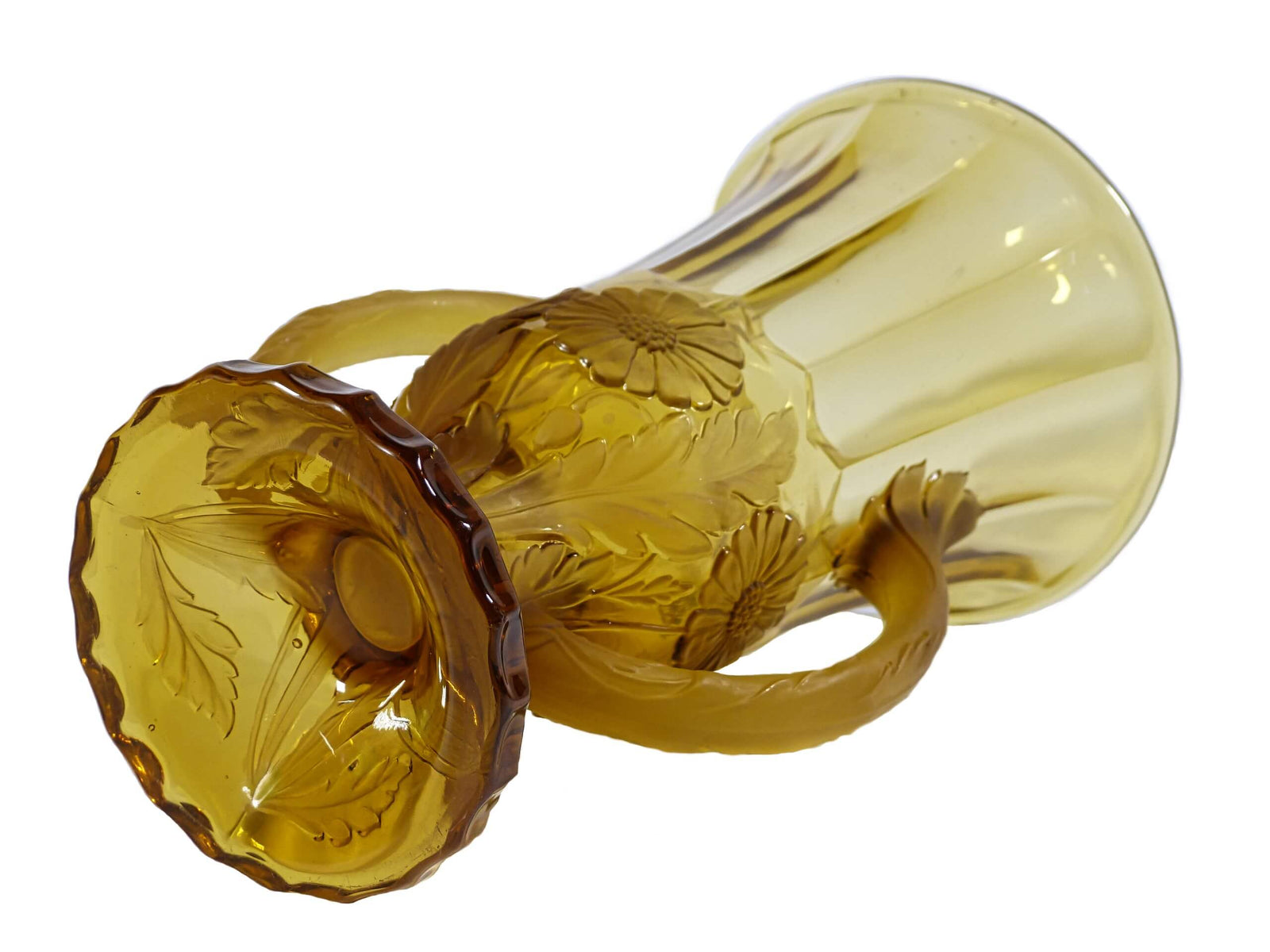 Art Deco Jobling Amber Glass Vase, "Dandelion", 1930's