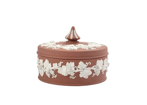 Terracotta Wedgwood Jasperware Trinket Box, Superb Colour